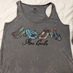 Disney Princess "Shoe Goals" Distressed Style Grey Tank Top